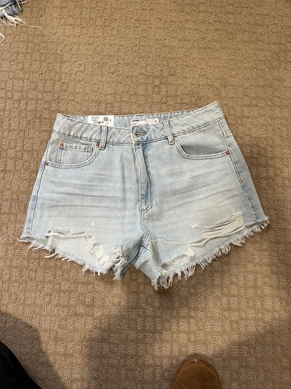 Garage Festival Aurora Light Wash Distressed Denim Shorts - Women